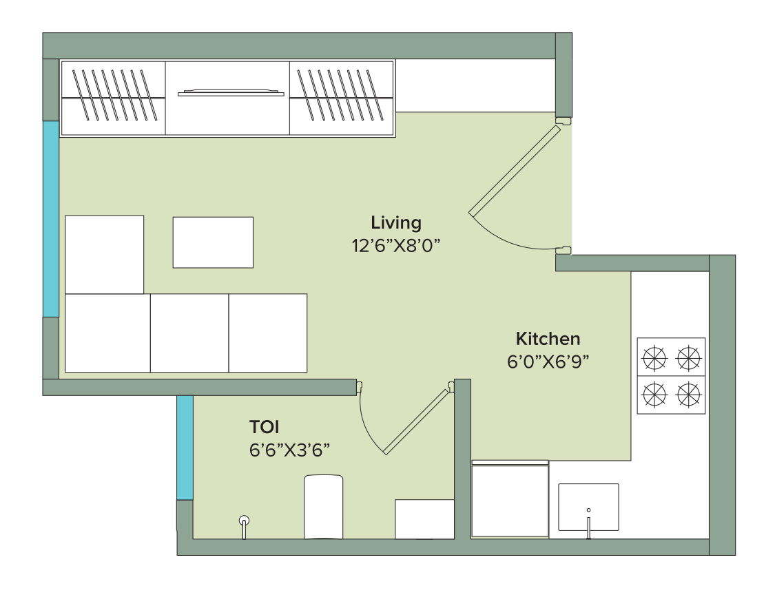 1 RK T1 floor plan