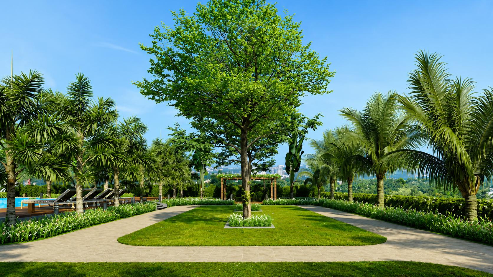 Landscaped gardens at Dynamix Divum, Goregaon East