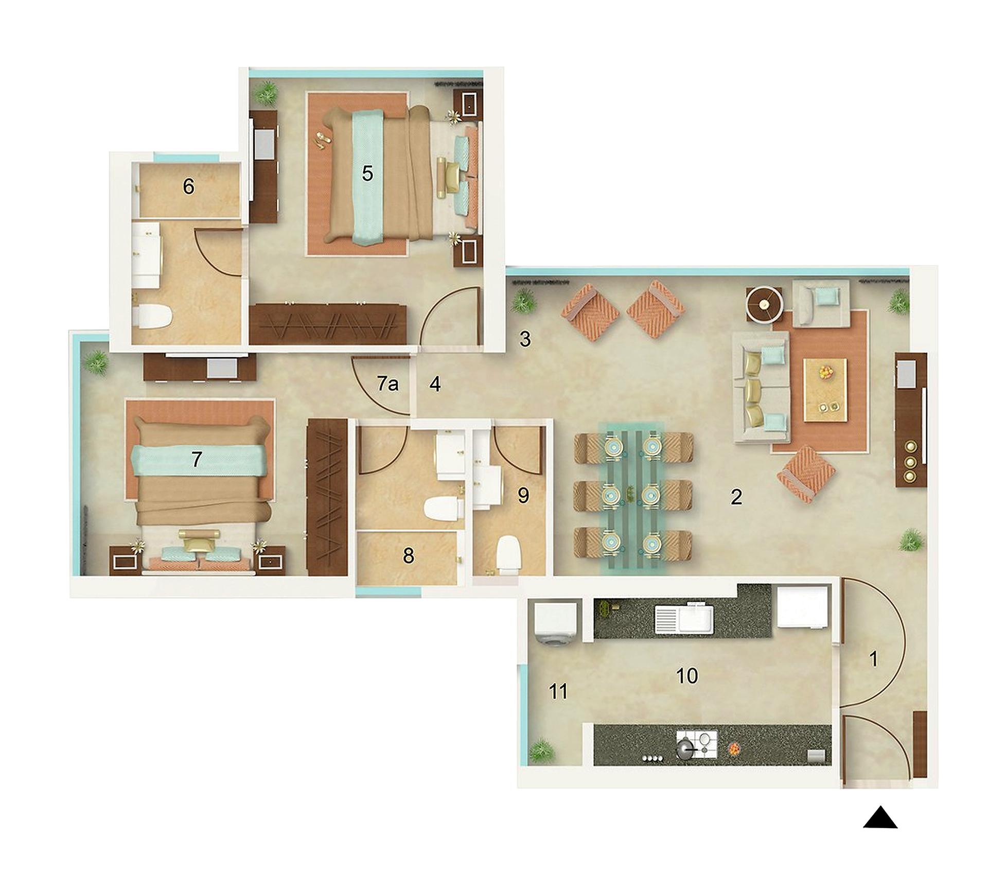 2BHK Premium floor plan