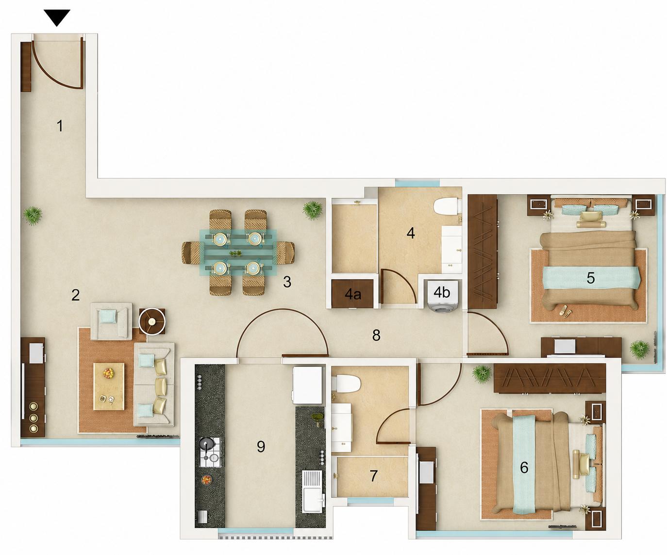 2BHK floor plan
