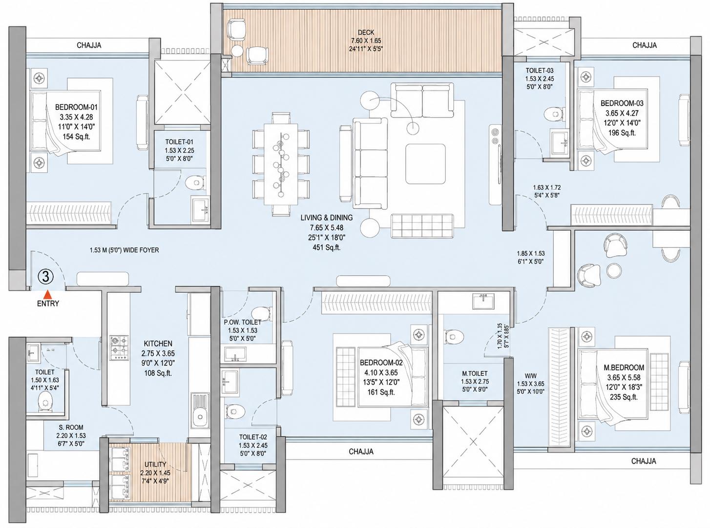 4 BHK floor plan