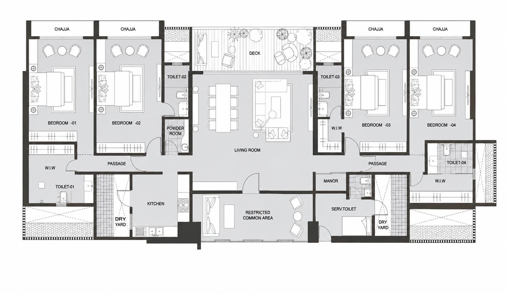 4 BHK Premium floor plan