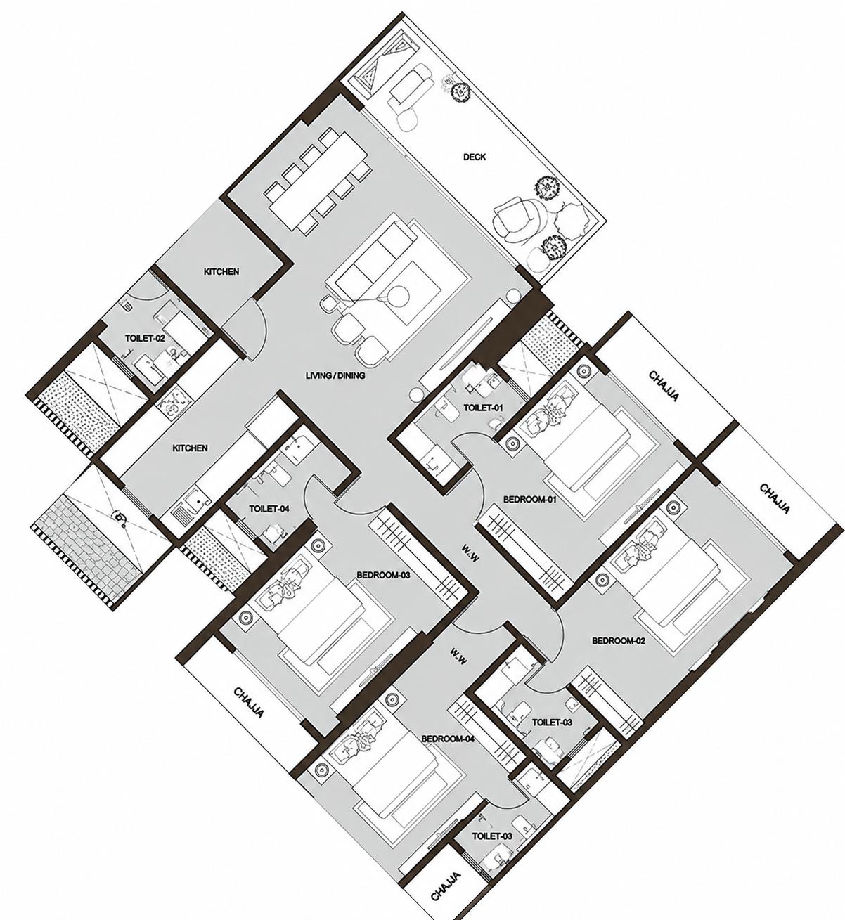 4BHK floor plan