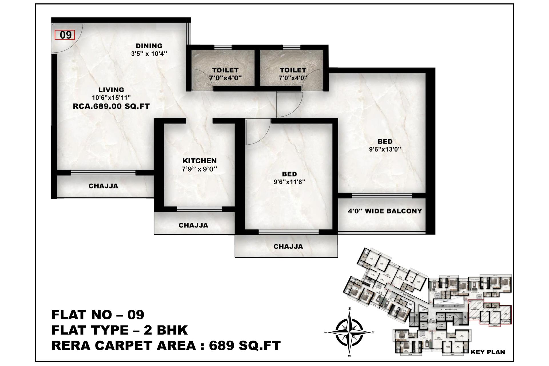2 BHK Type3 floor plan