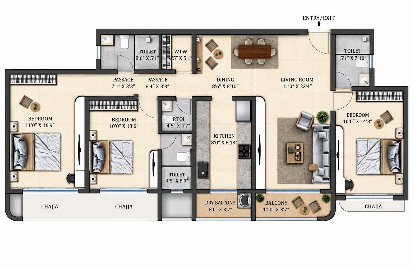 3BHK Ultra Luxury floor plan