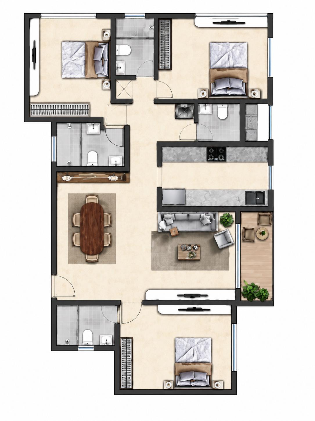 3BHK Signature floor plan