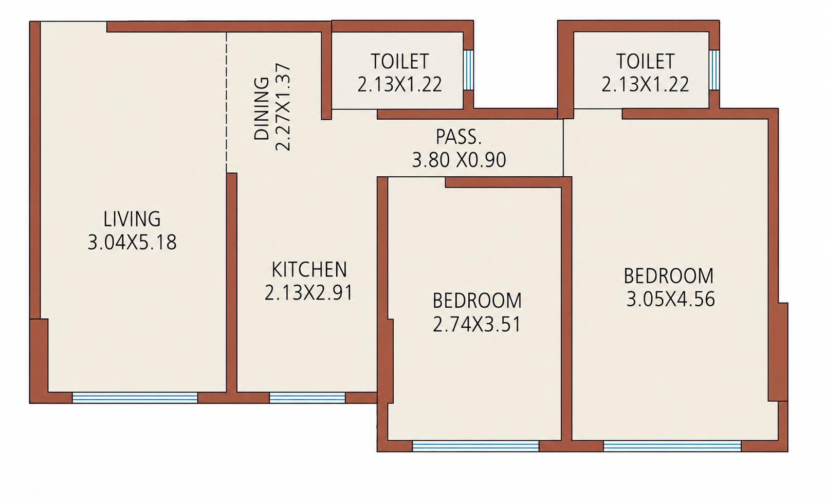 2 BHK Type 3 floor plan