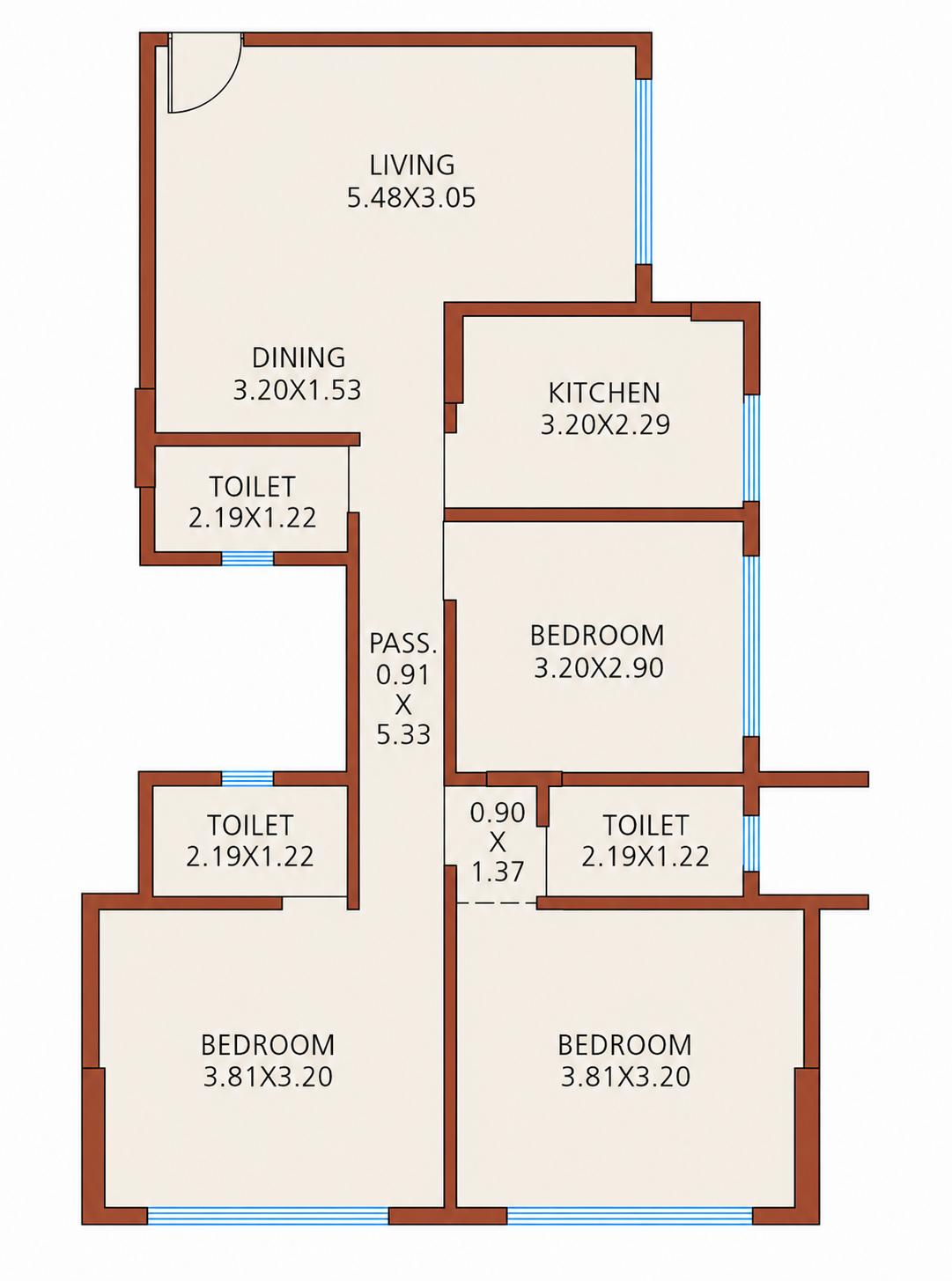 3 BHK Type 3 floor plan