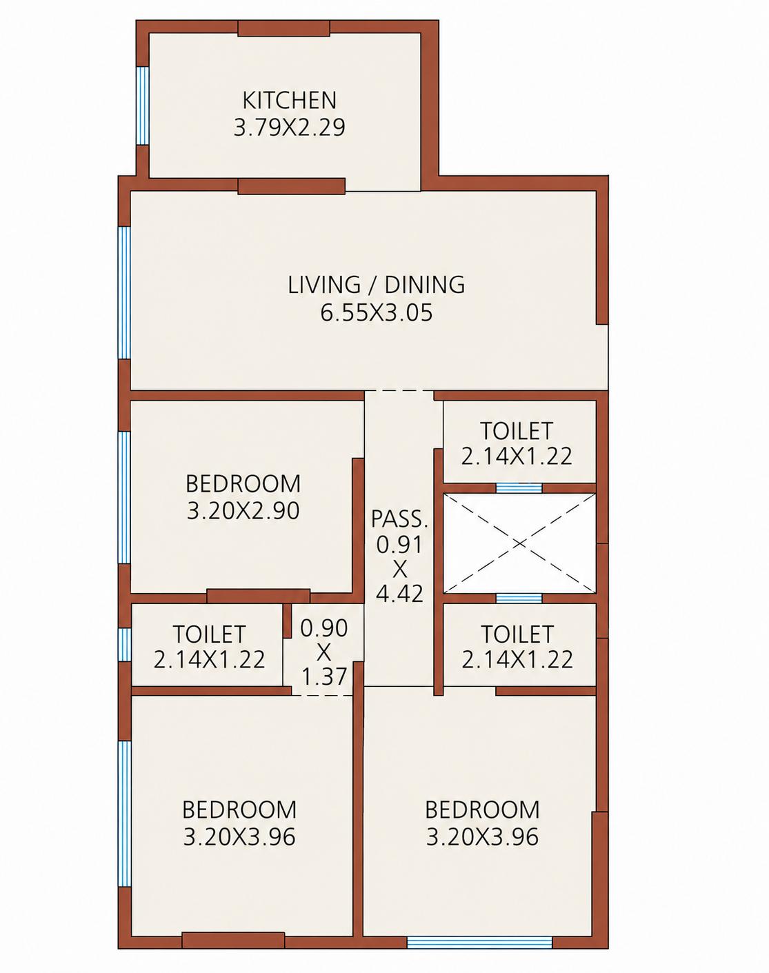 3 BHK Type 2 floor plan