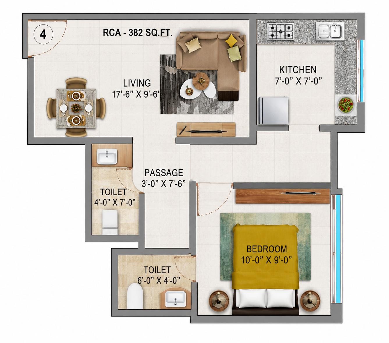 1BHK Premium floor plan