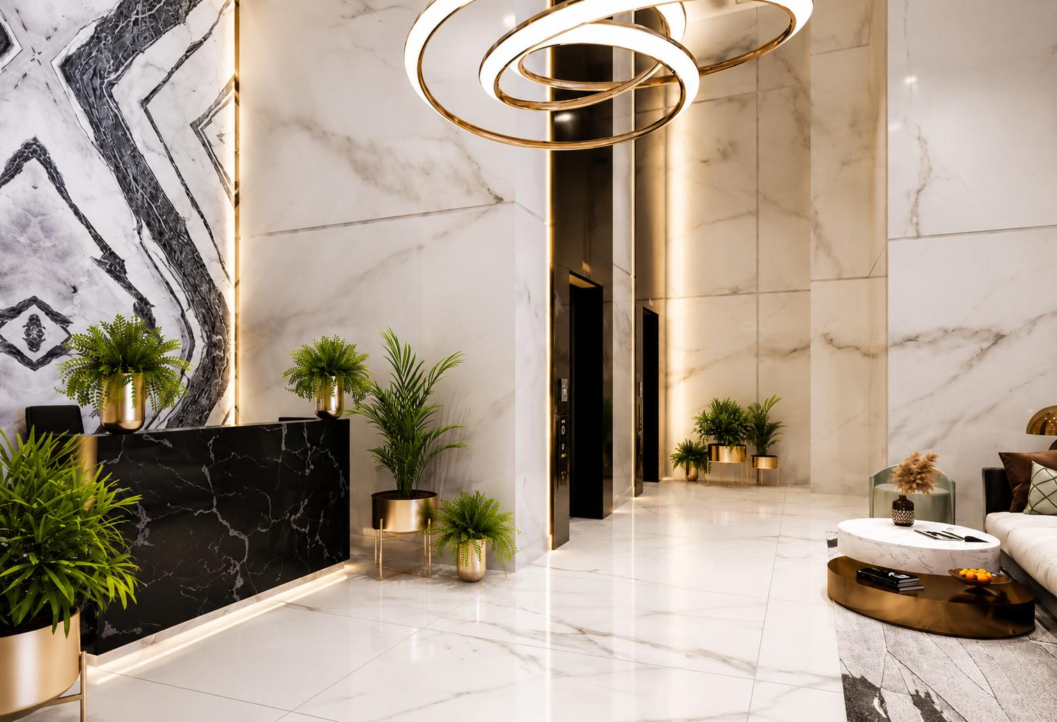 Grand entrance lobby at Shreeji Bliss, Malad West