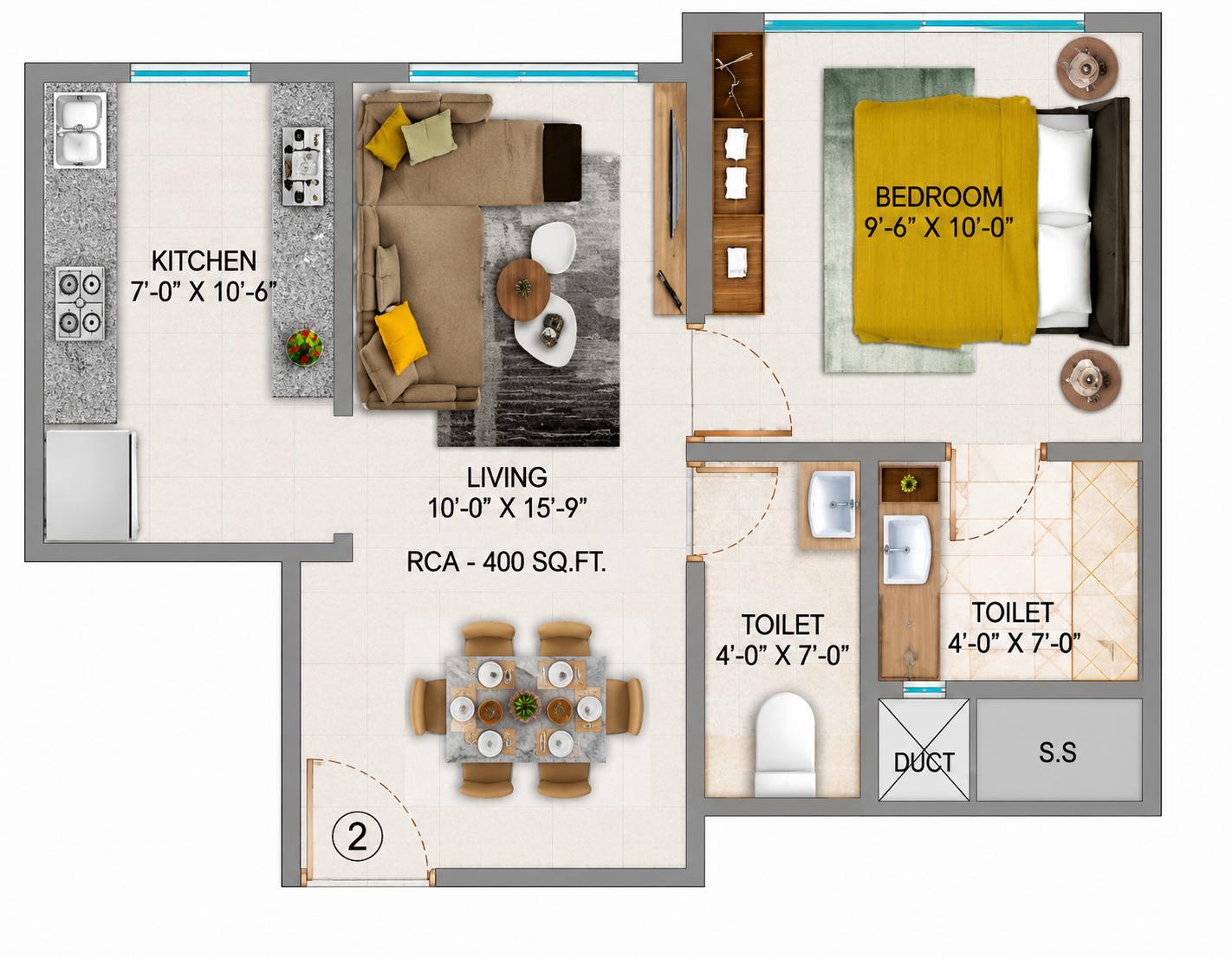 1BHK Elite floor plan