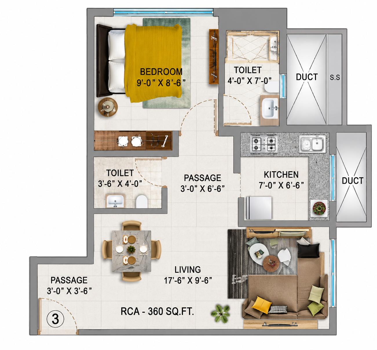 1BHK floor plan