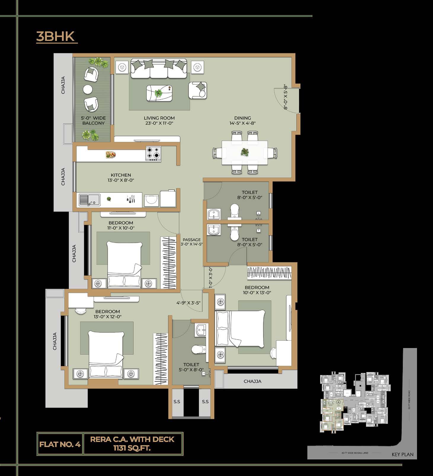 3BHK Premium floor plan