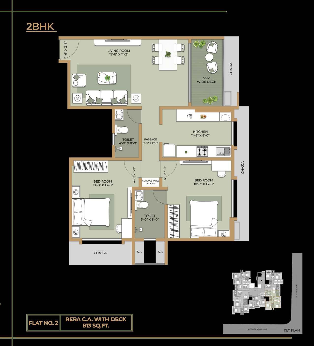 2BHK Elite floor plan