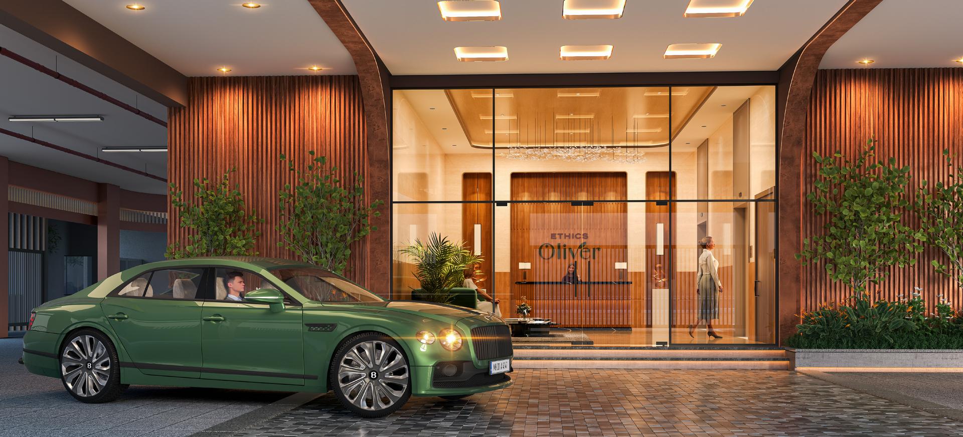 Grand entrance lobby at Ethics Oliver, Mahim West