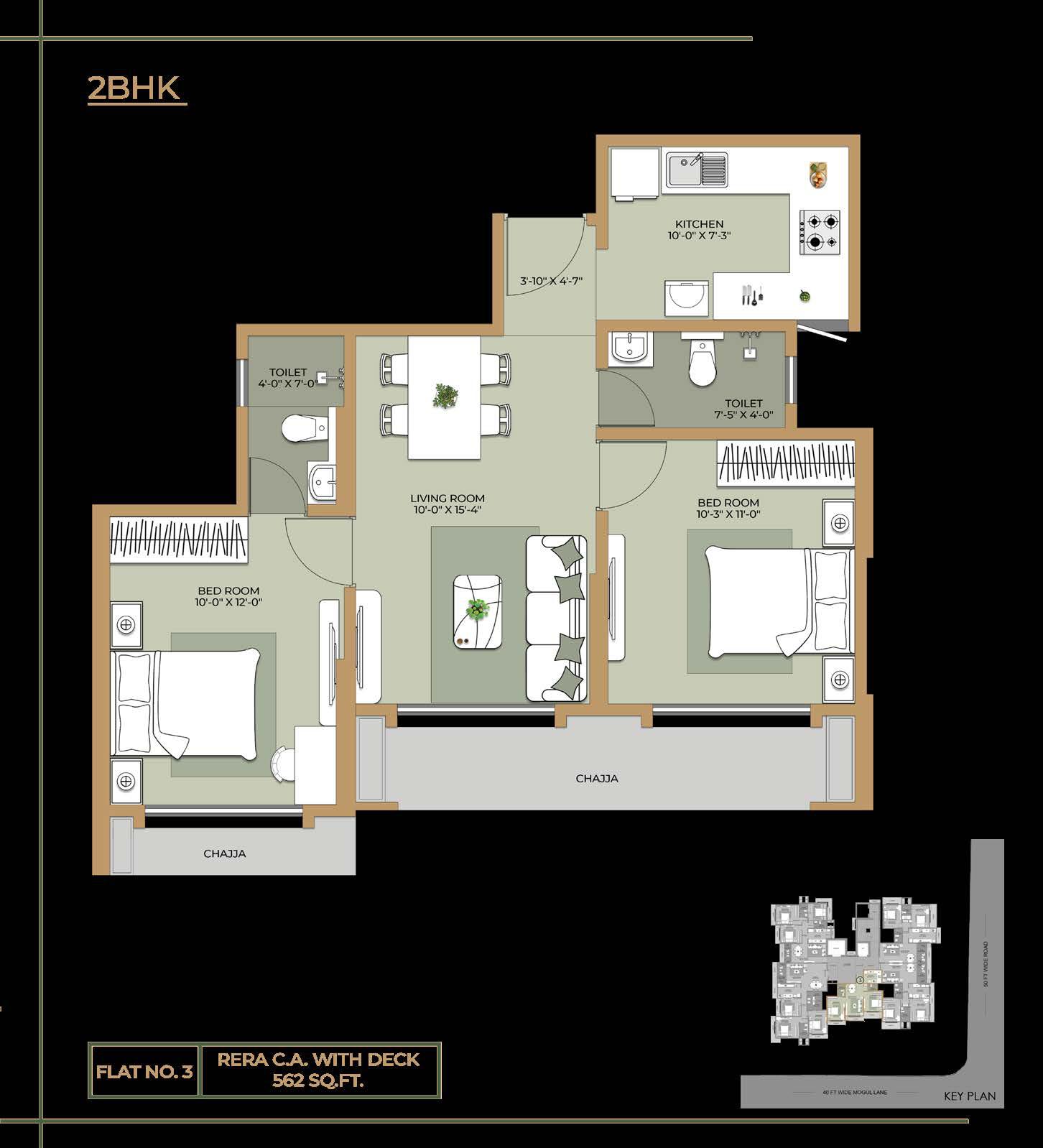 2BHK floor plan