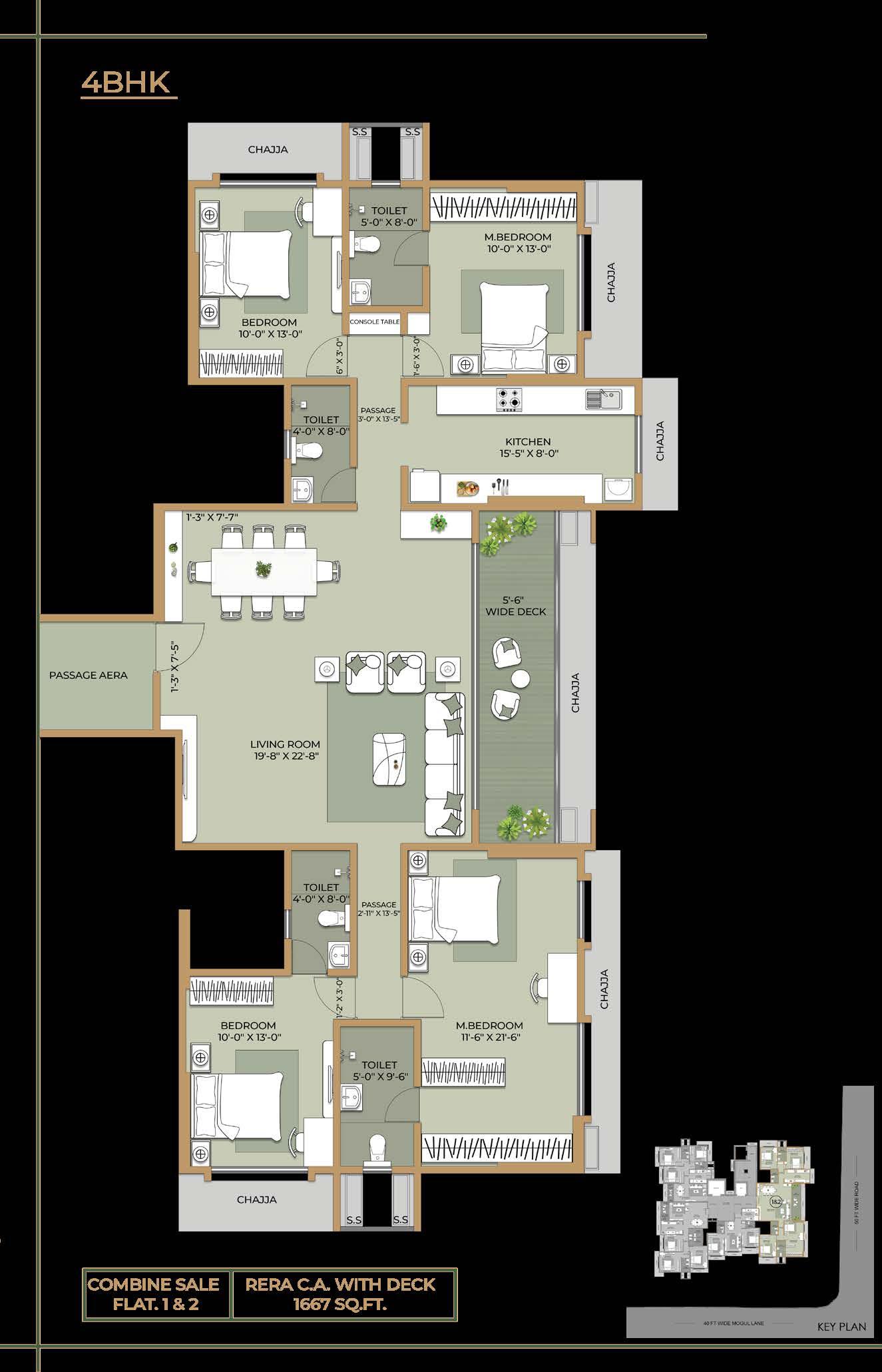 4BHK (2+2) Jodi floor plan