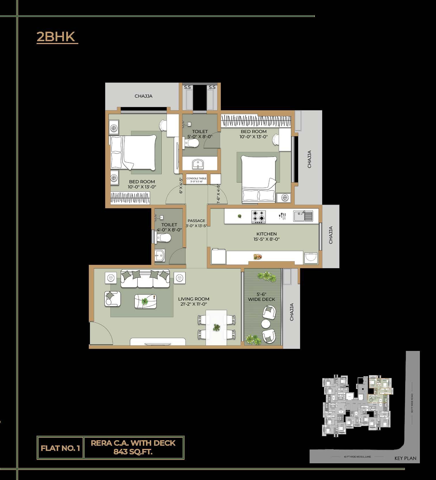 2BHK Luxury floor plan