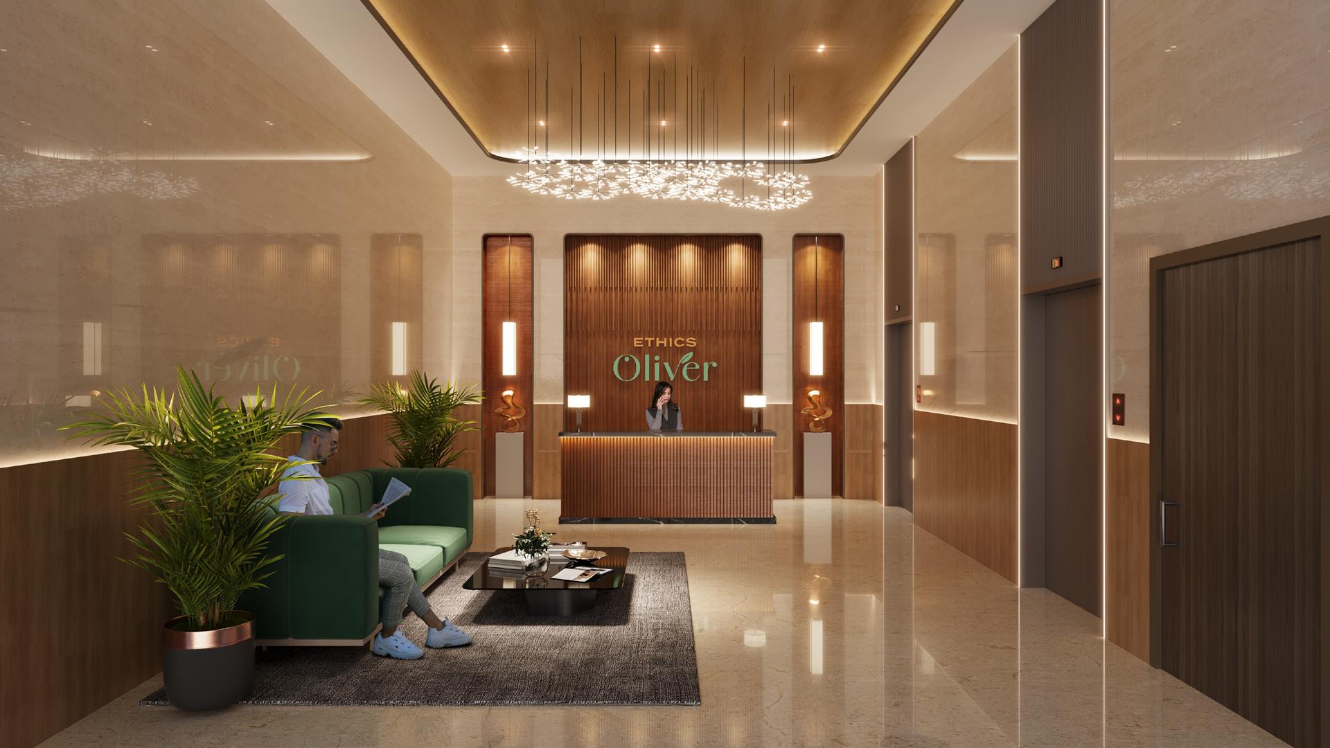 Grand entrance lobby at Ethics Oliver, Mahim West