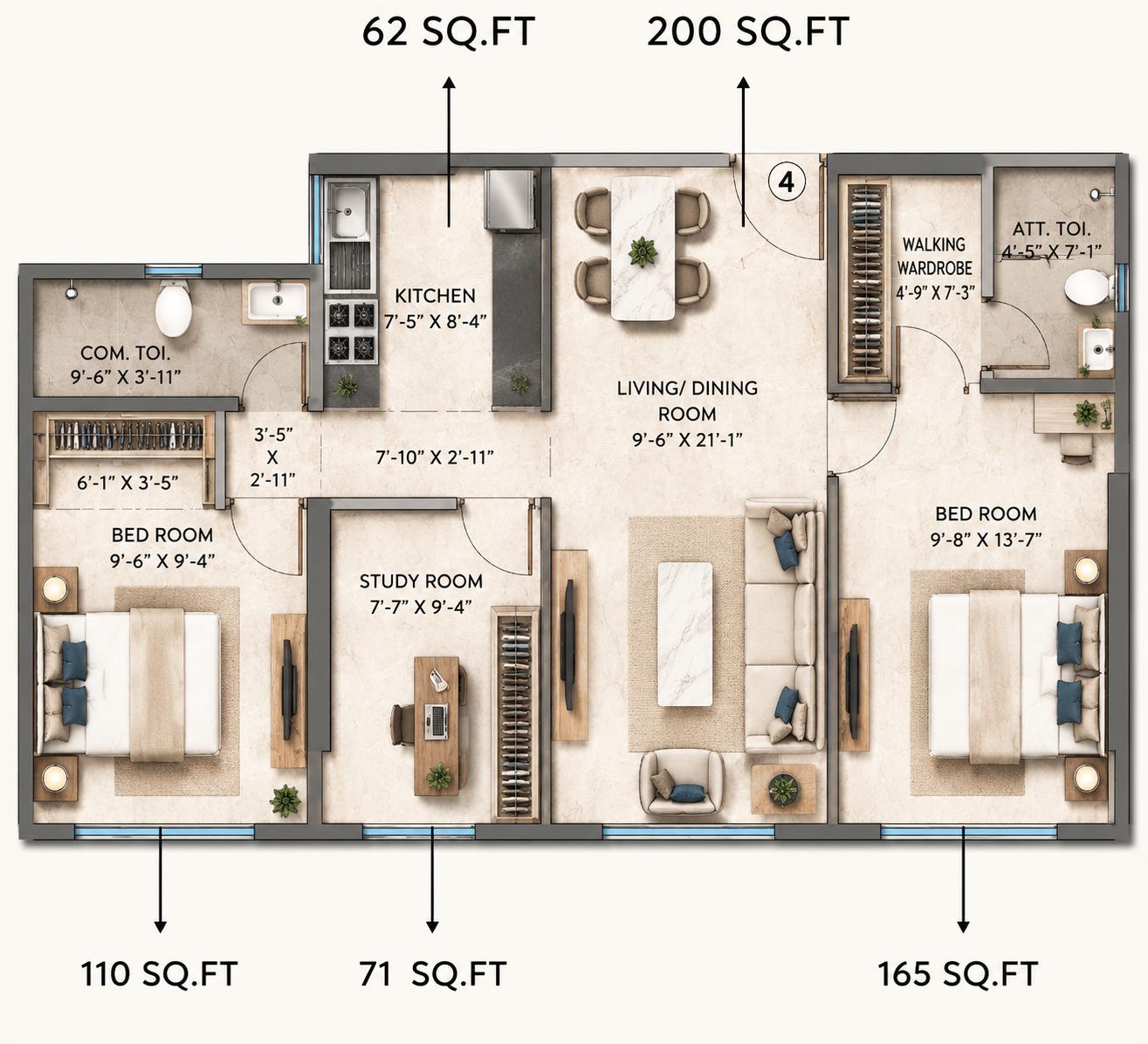 2.5BHK Premium floor plan