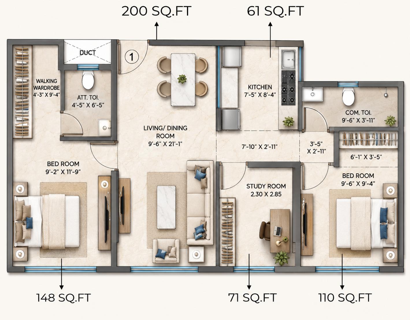 2.5BHK floor plan