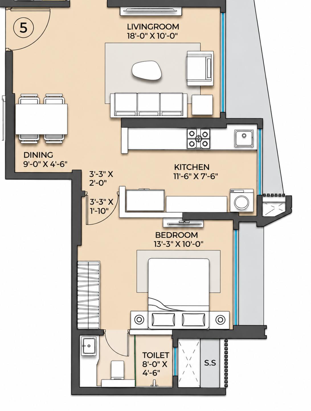 2.5BHK floor plan