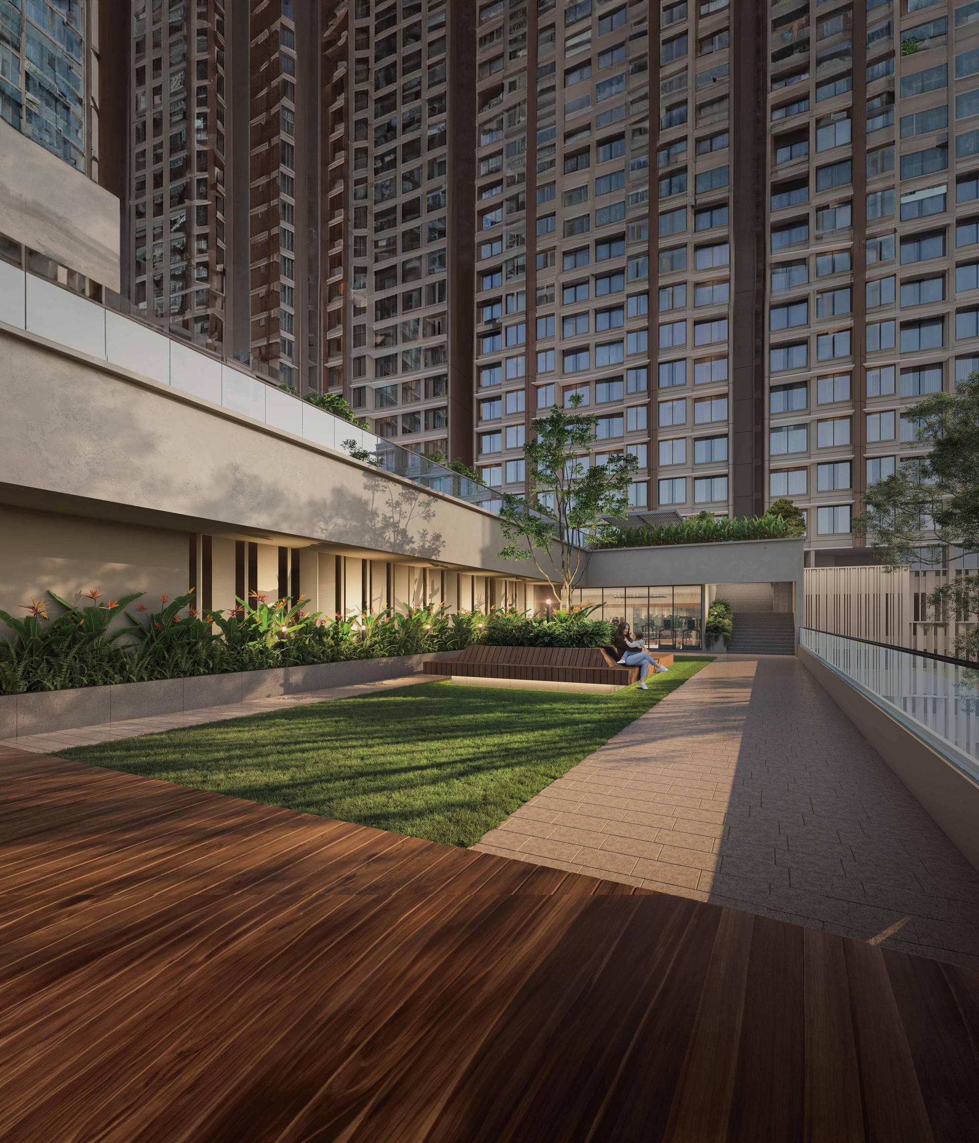 Landscaped gardens at Arkade Rare, Bhandup West