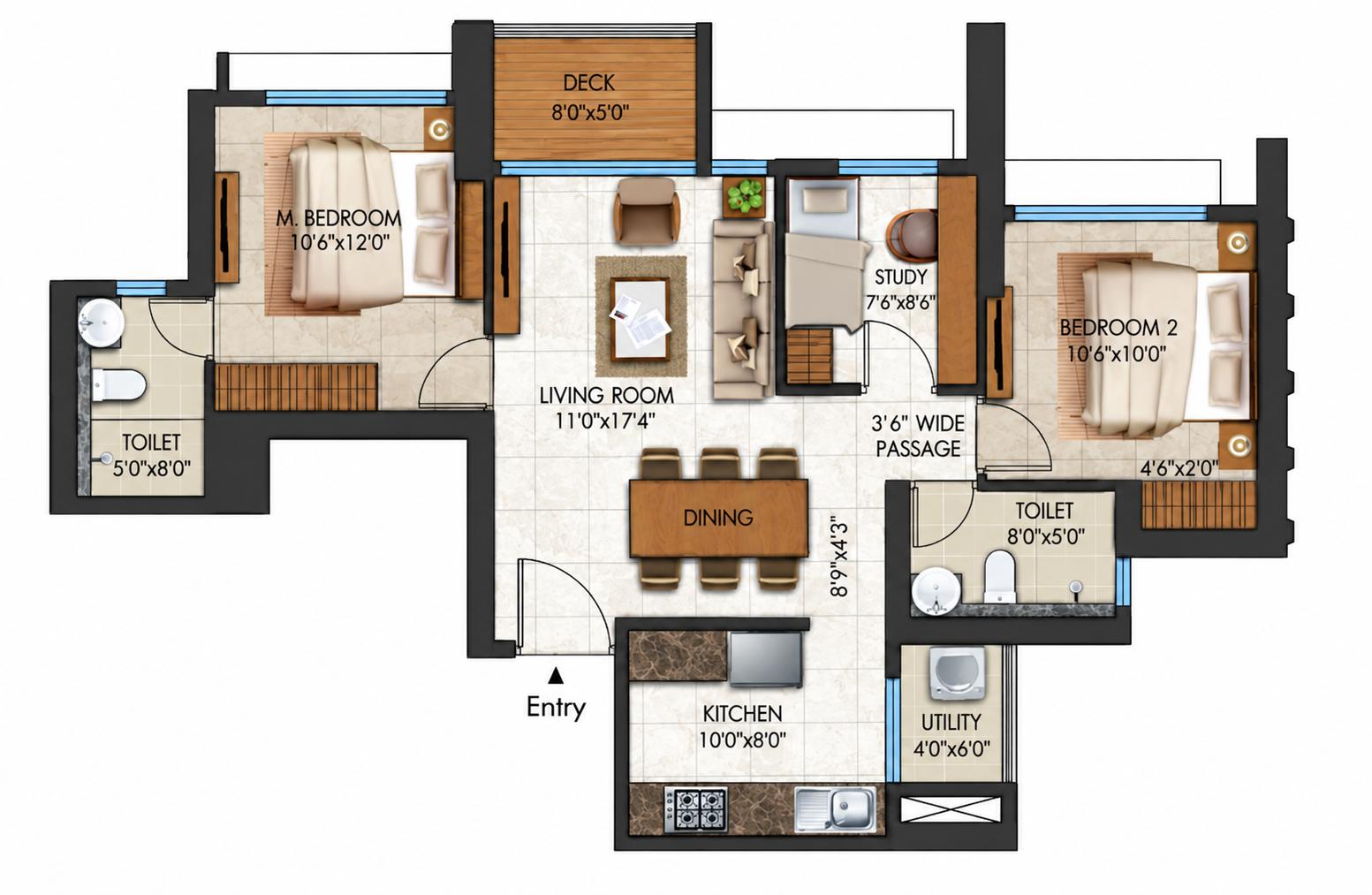 2.5BHK floor plan