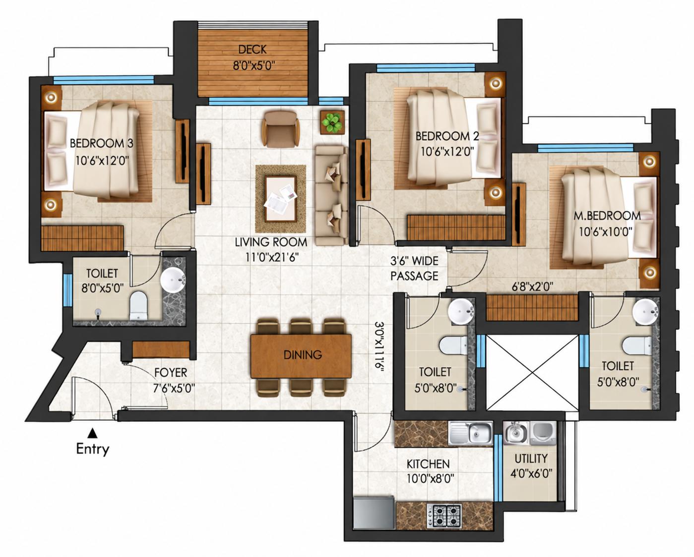 3.5BHK floor plan