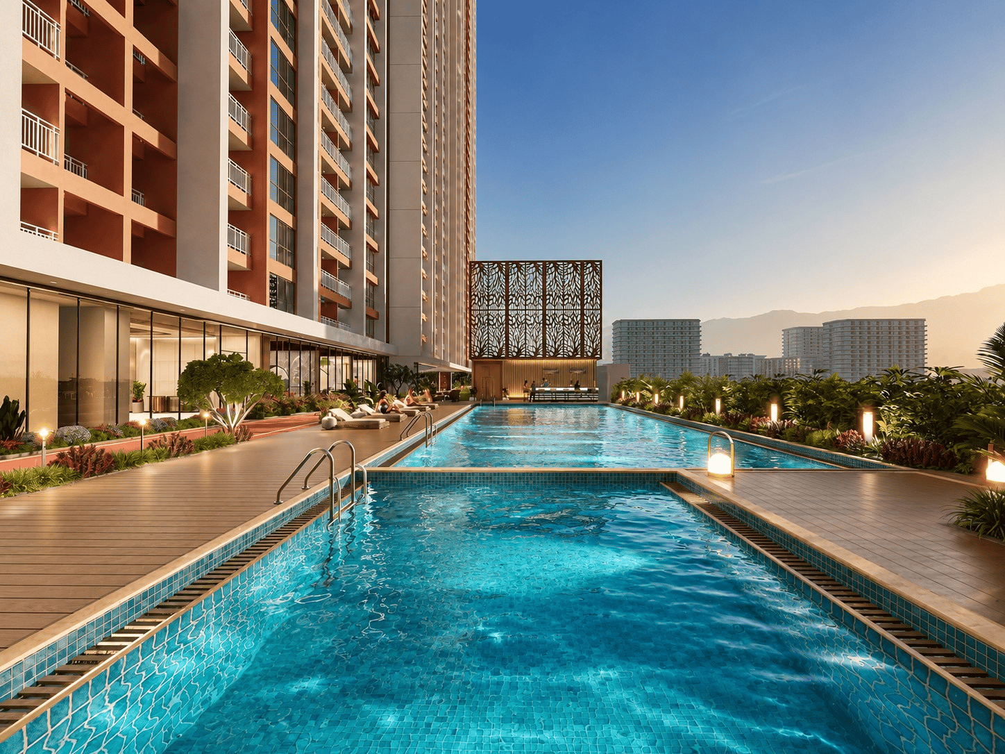 Swimming pool at JP Codename Starlife, Mira Road East