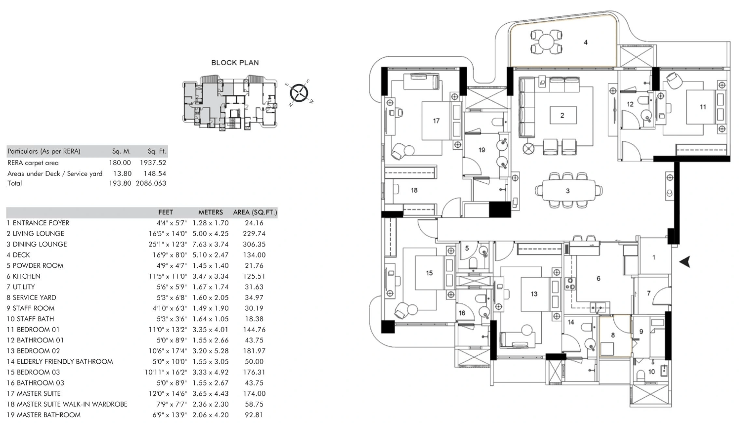 4 BHK T1 floor plan