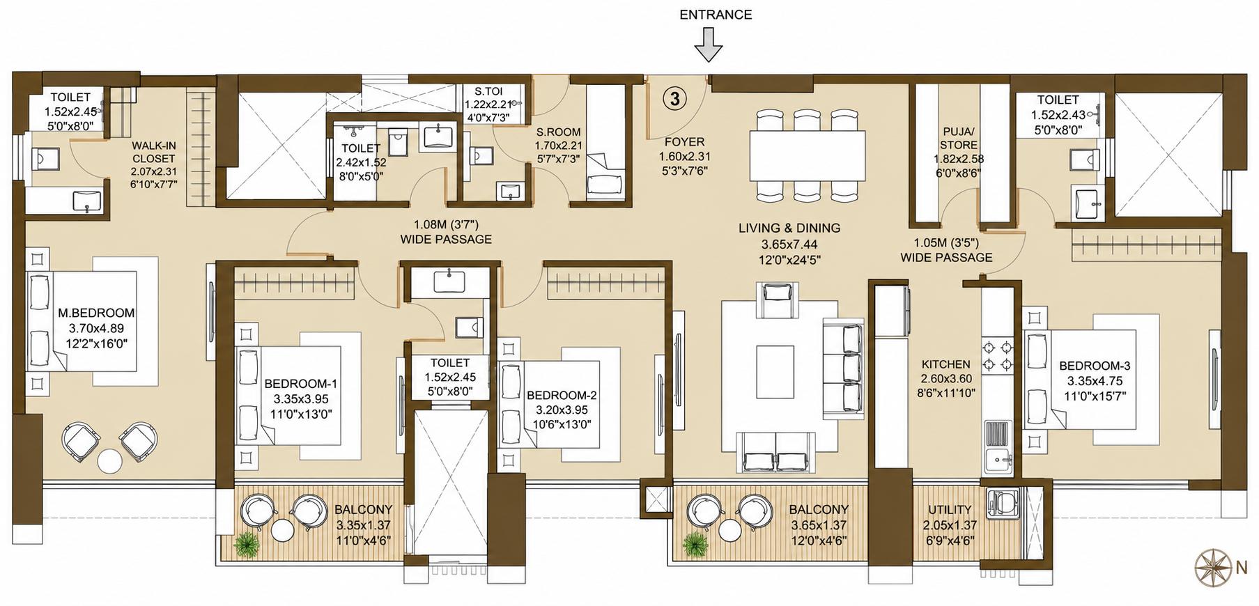 4BHK Optima floor plan