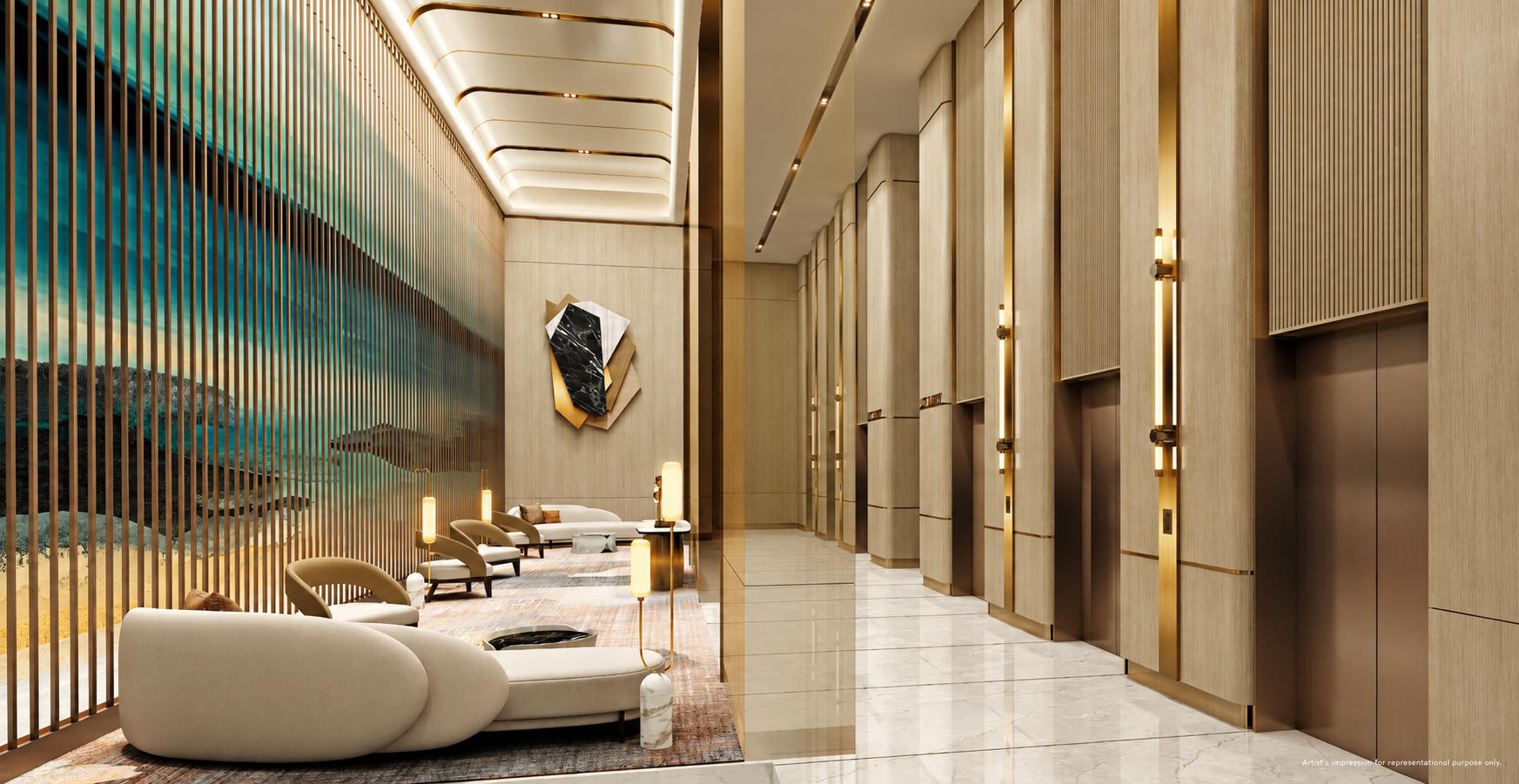 Grand entrance lobby at L&T Gateway, Sewri