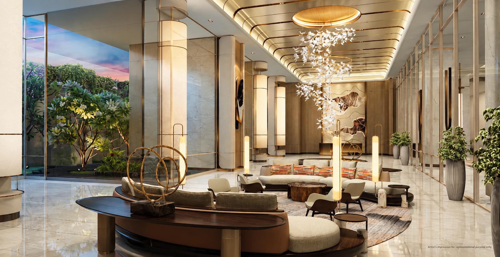 Grand entrance lobby at L&T Gateway, Sewri