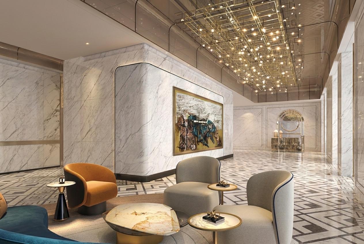Grand entrance lobby at Lodha Malabar, Malabar Hill