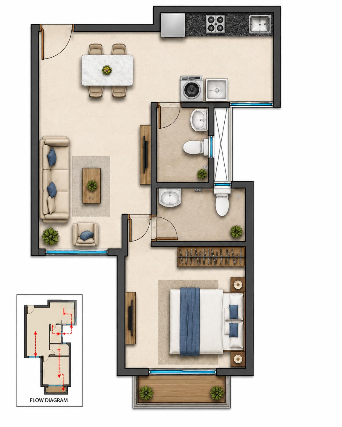 1BHK Elite floor plan