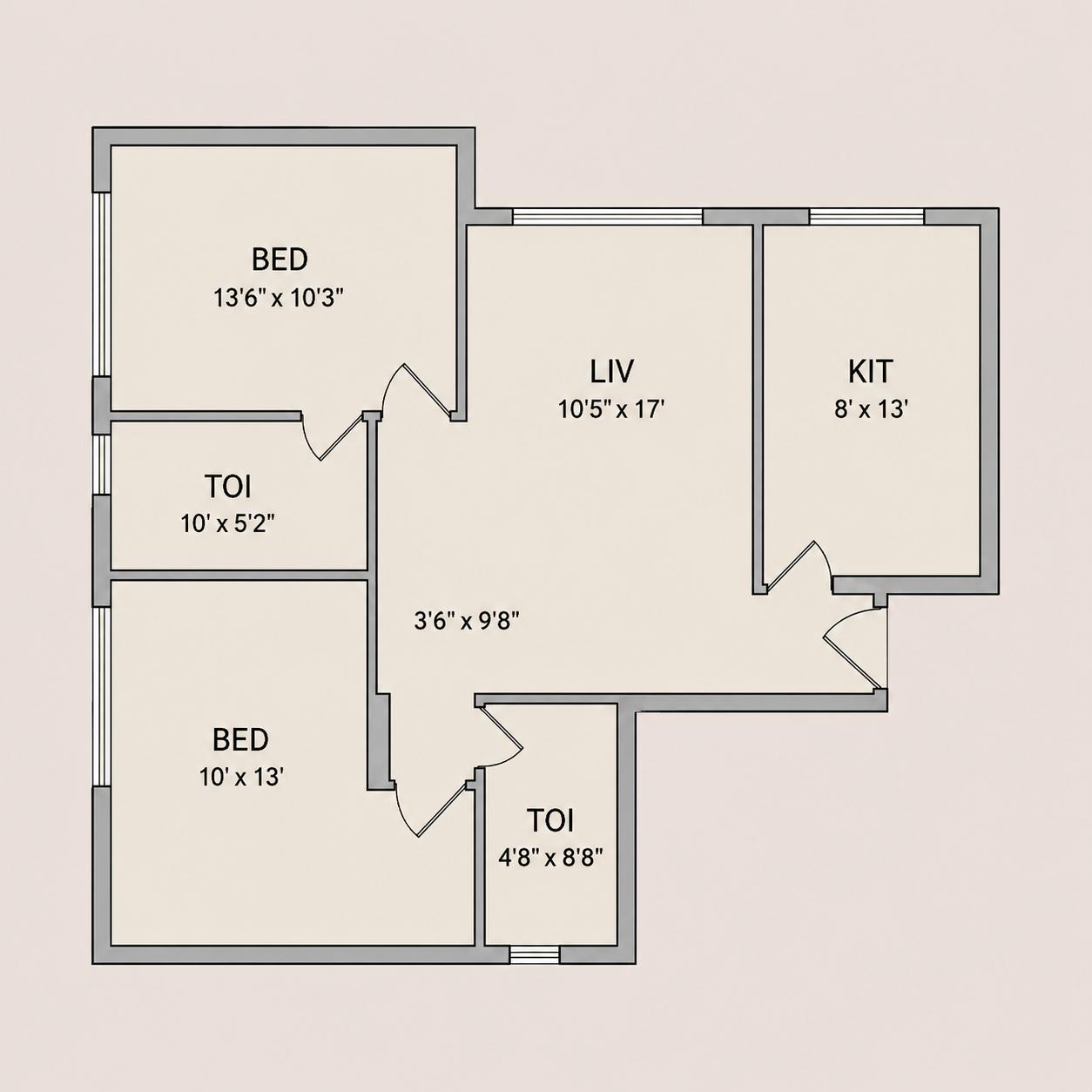2 BHK Type6 floor plan