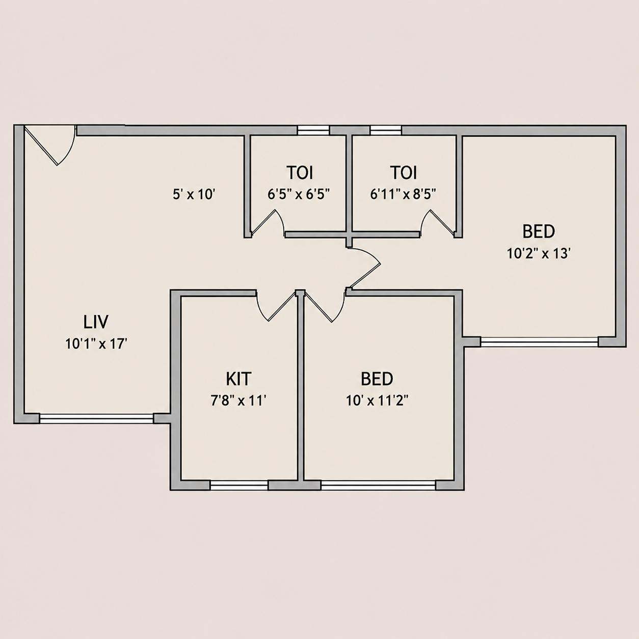2 BHK Type3 floor plan