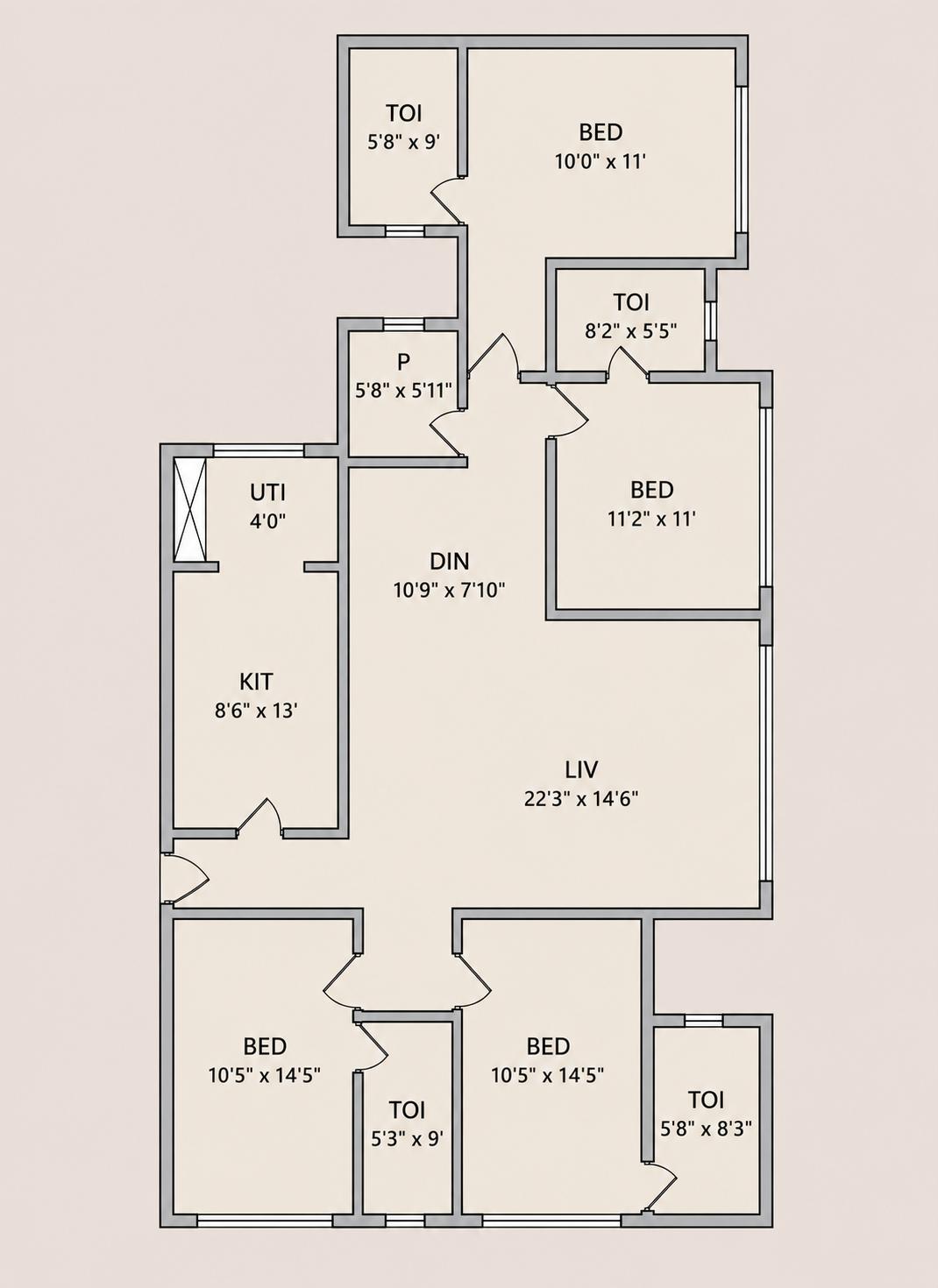 4 BHK floor plan
