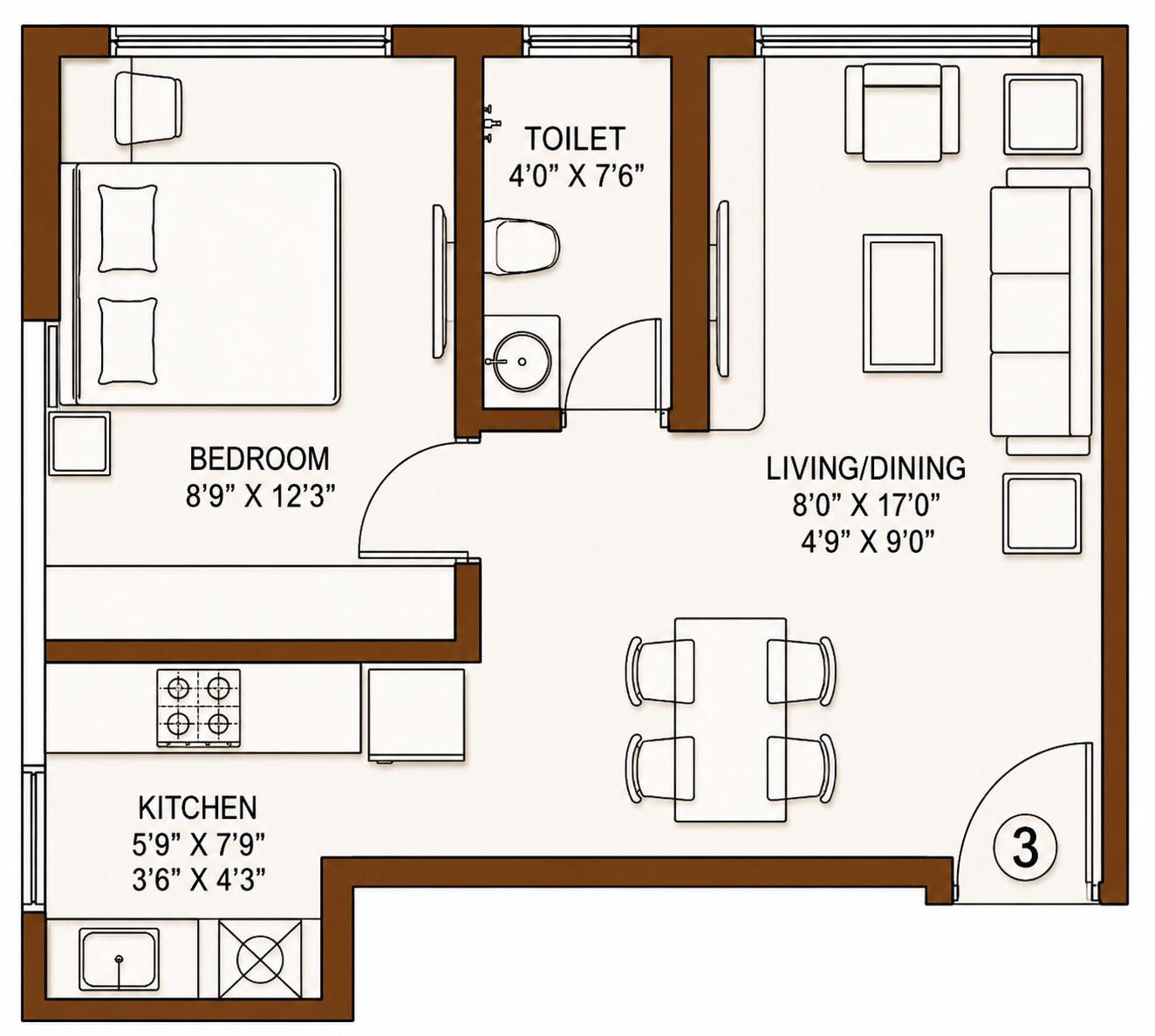 1BHK Signature floor plan
