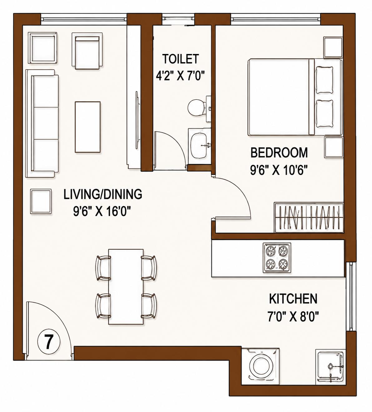 1BHK Elite floor plan