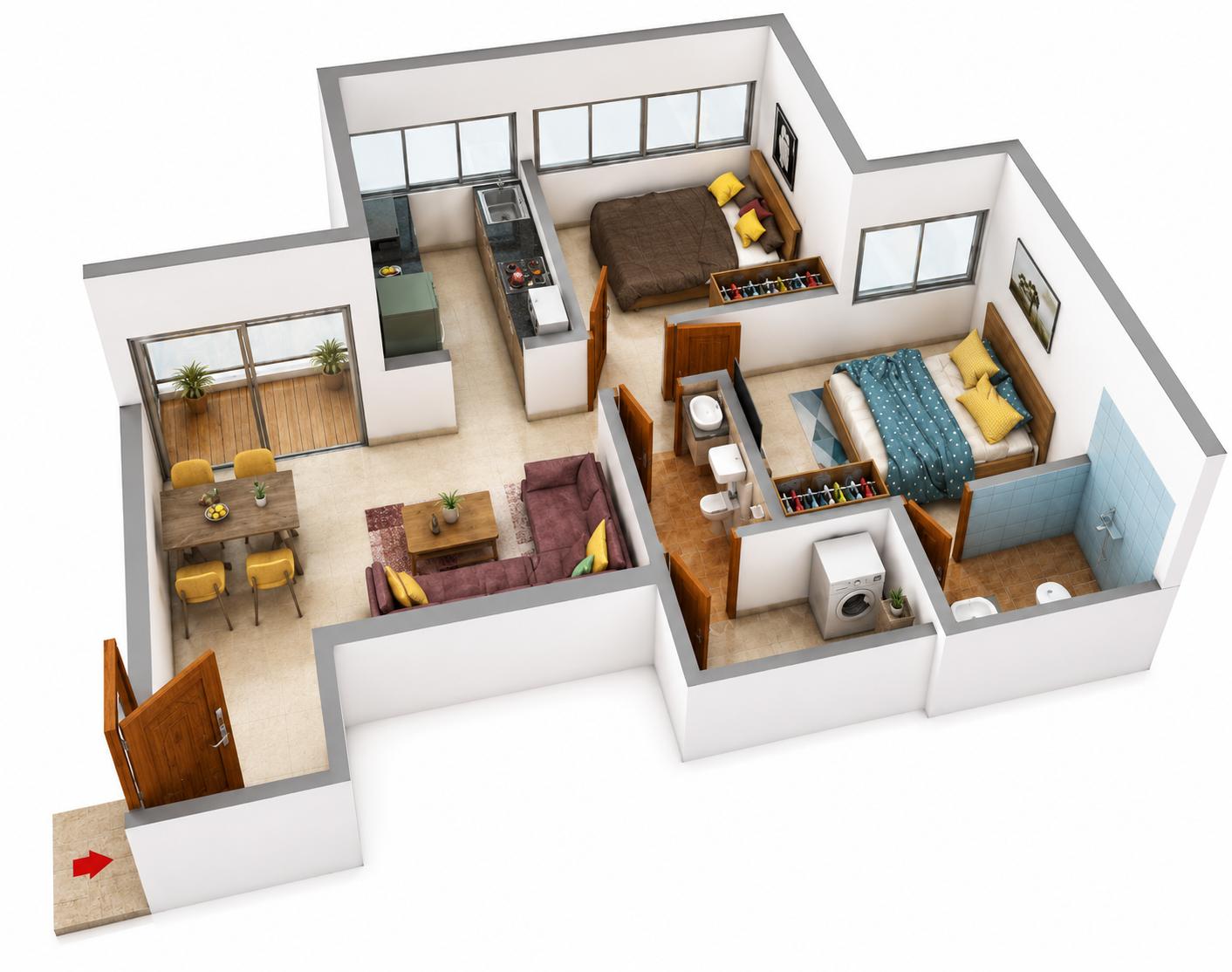 2BHK Premium floor plan