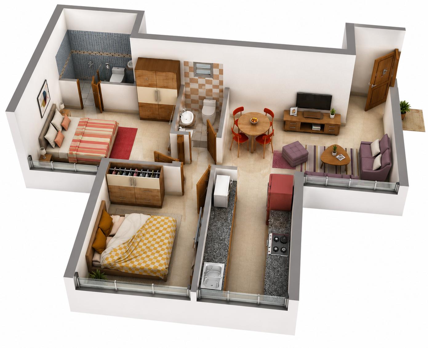 2BHK Normal floor plan