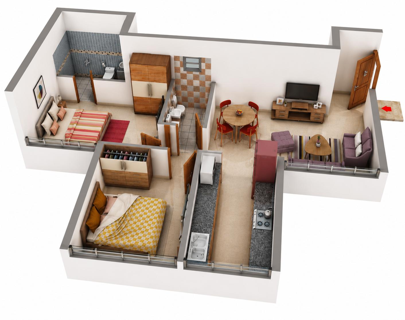 2BHK Premium Extra floor plan