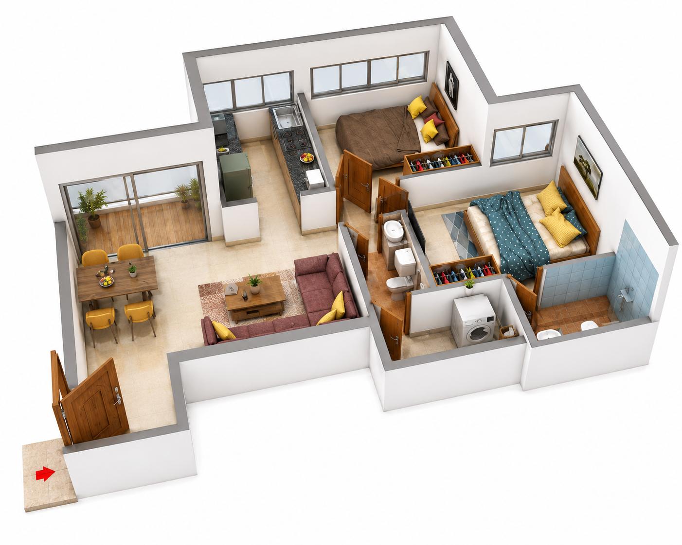 2BHK Grand Plus floor plan