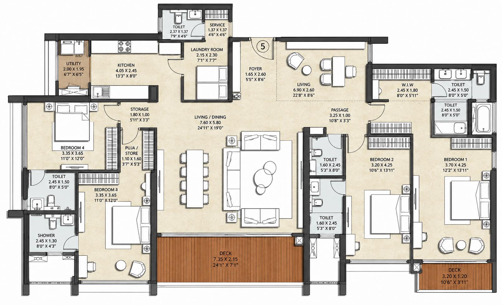 4.5BHK floor plan