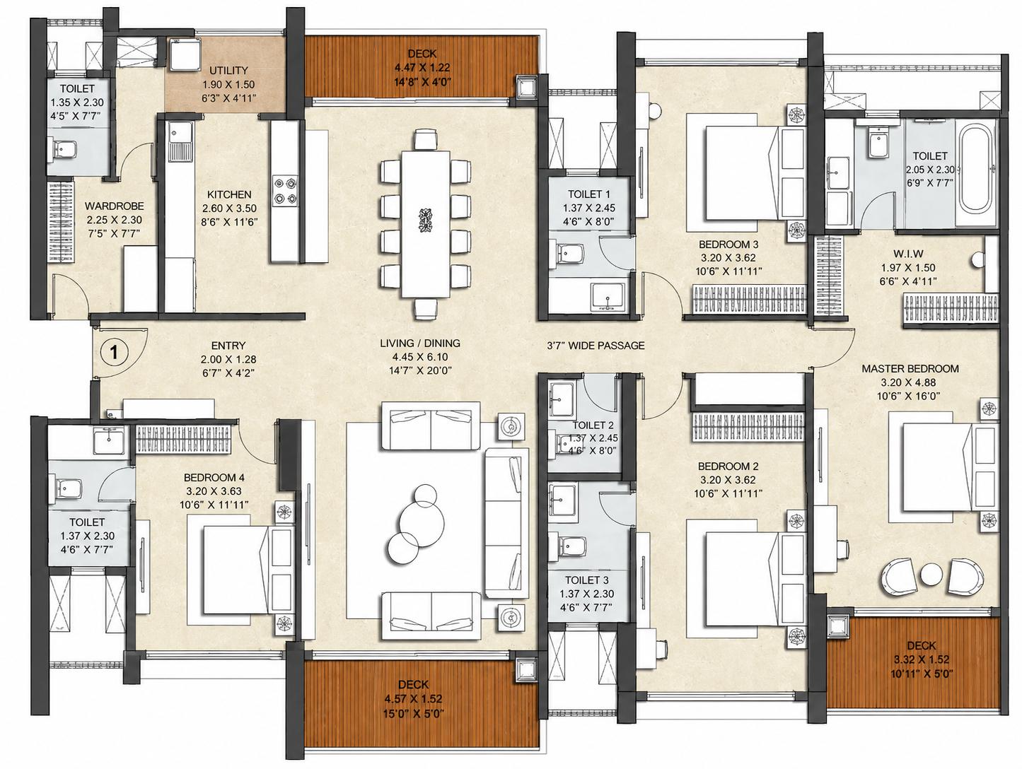4BHK floor plan