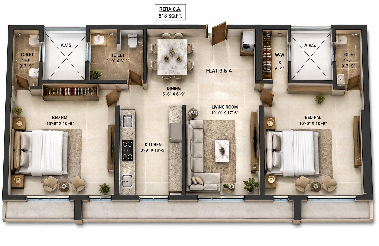 2BHK Elite floor plan