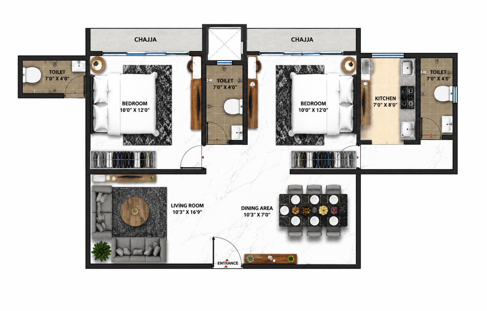 1.5BHK floor plan